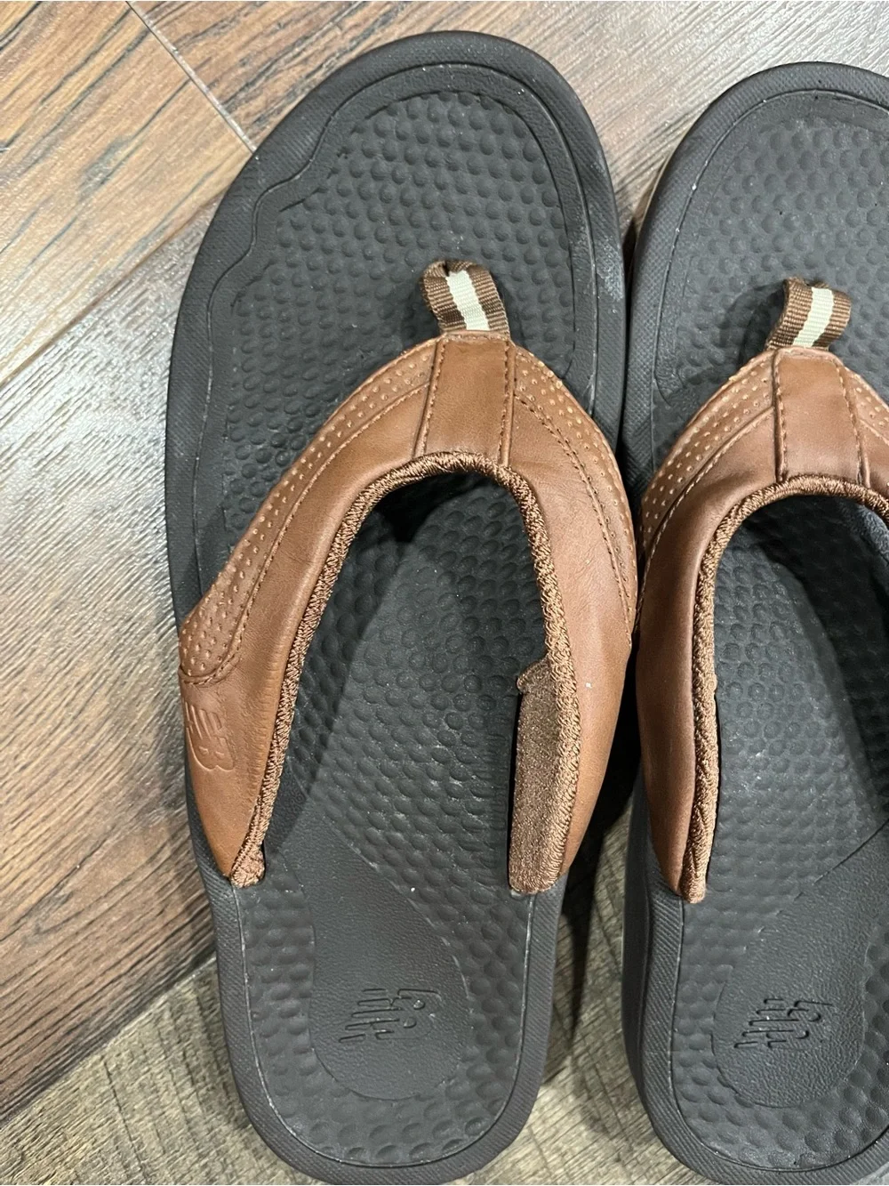 New Balance Brown & Black Men’s Leather Flip-Flops